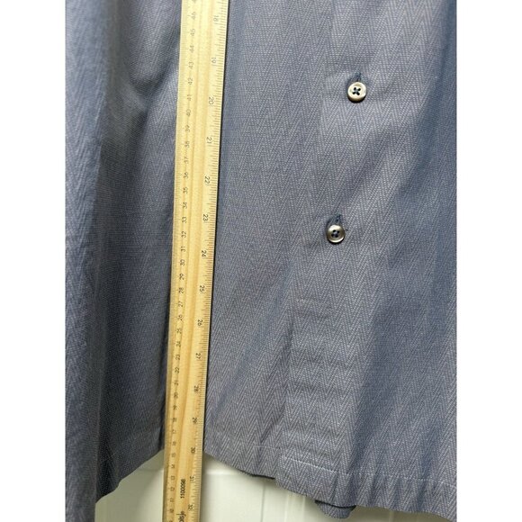 Paul Fredrick Herringbone Cotton Blue Finest Long Staple L/S Dress Shirt XL Slim - Picture 5 of 13